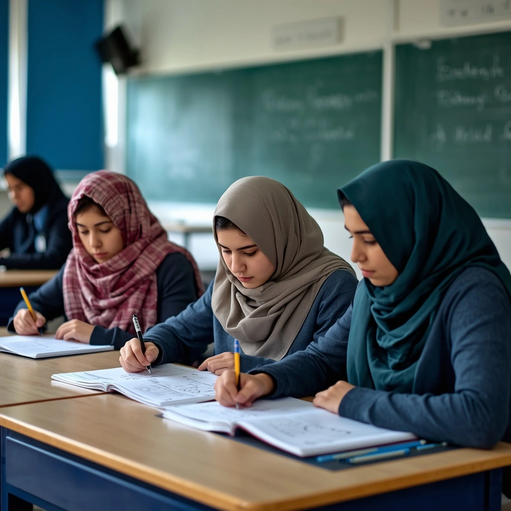 دانش‌آموز در حال مطالعه ریاضی GCSE در کلاس آنلاین Mathloob